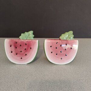 Susan Winget Vintage Watermelon Slice Salt and Pepper Shakers , Kitschy